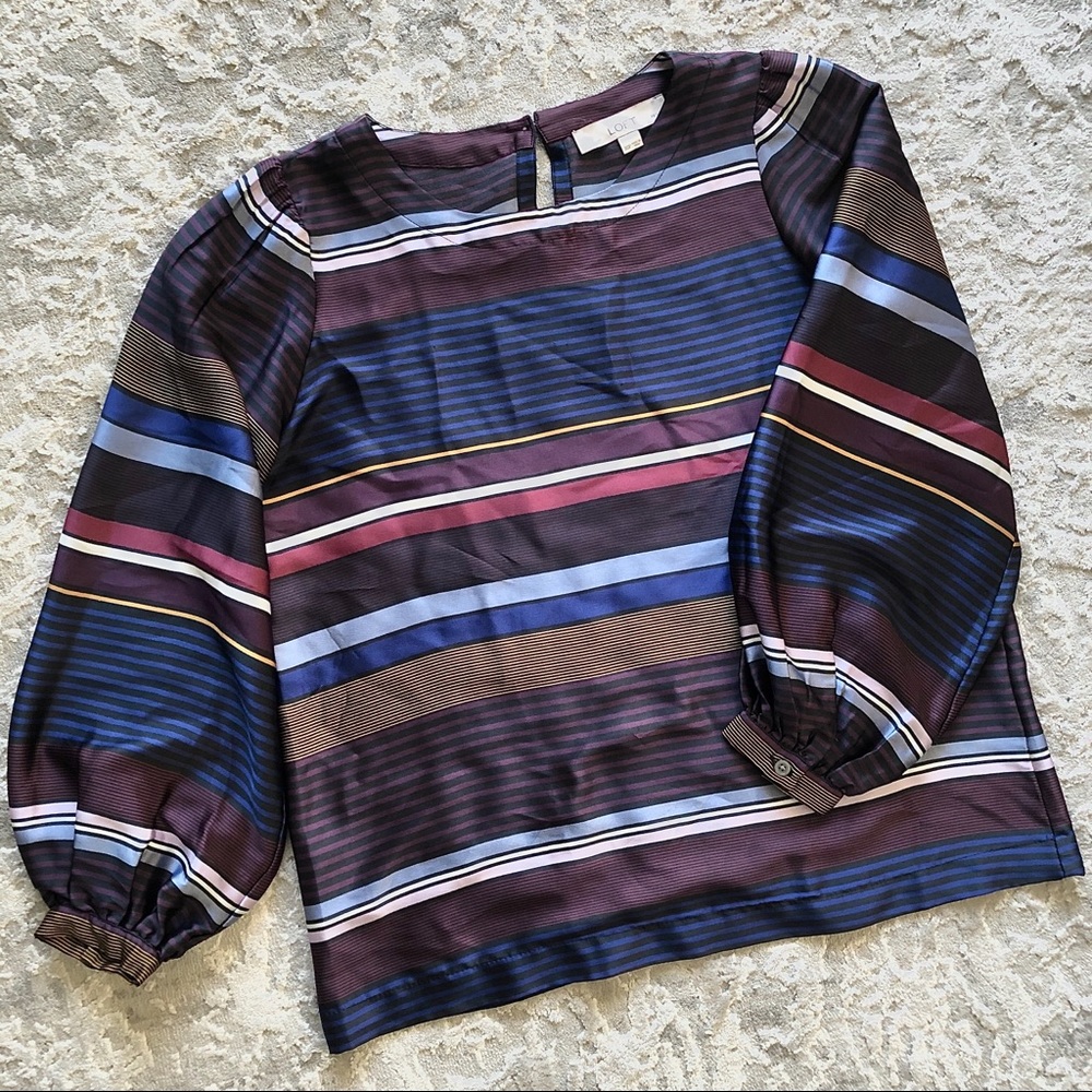 LOFT▫️ Striped Puff Sleeve Blouse